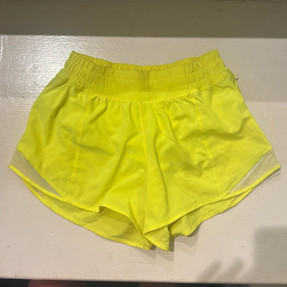 Lululemon shorts. Size 4. Neon yellow